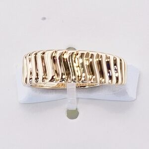 Sterling Forever Ring Size 8 14K Gold Plated Luna Textured Row Ring Minimalist